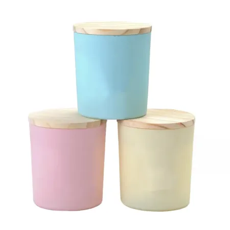 Słoik szklany matowy na świecę z drewnianą pokrywką 220 ml 320 ml 450 ml